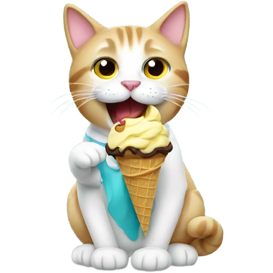 Cat eating ice cream emoji