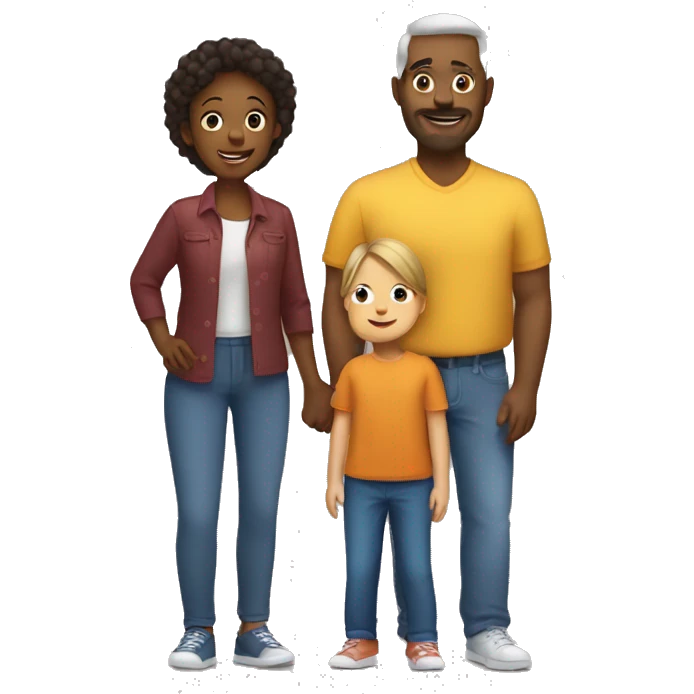 four person family, white a father a mother and a little girl and a little boy emoji