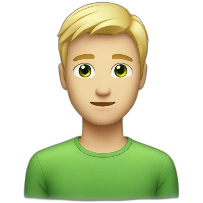 Tall guy with short blonde hair and green eyes  emoji