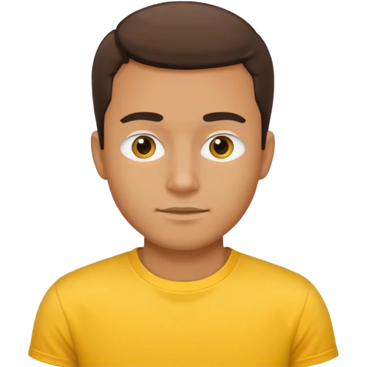 a standard man wearing a t-shirt, yellow, face and shoulders emoji