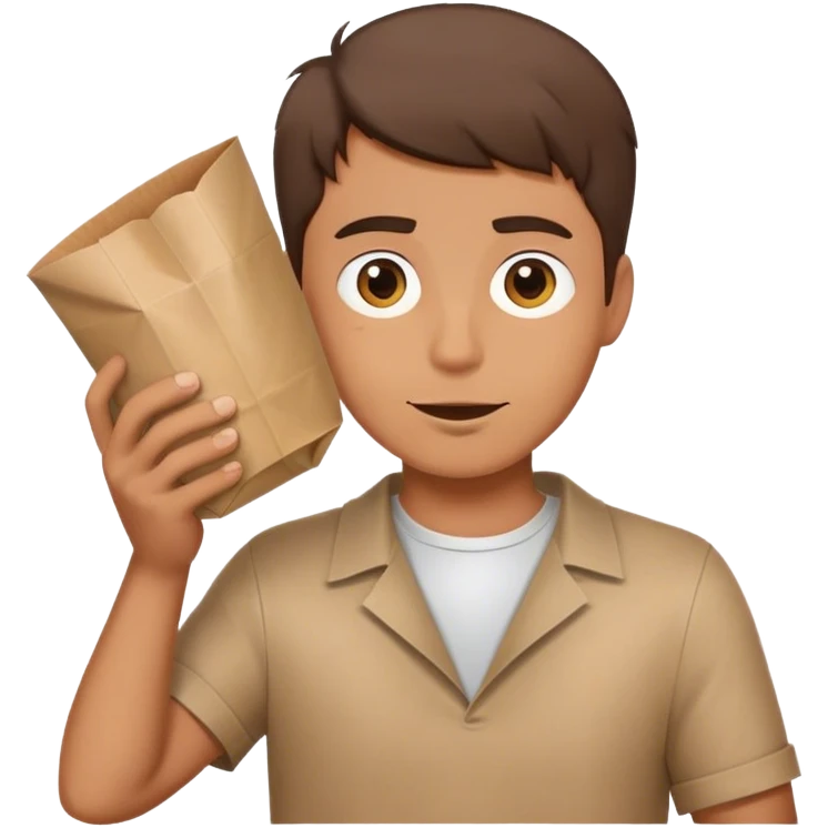 Man driving while drinking out of a bottle. The bottle is in a brown paper bag emoji