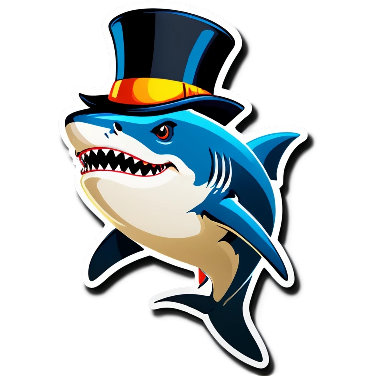 Shark with a top hat emoji