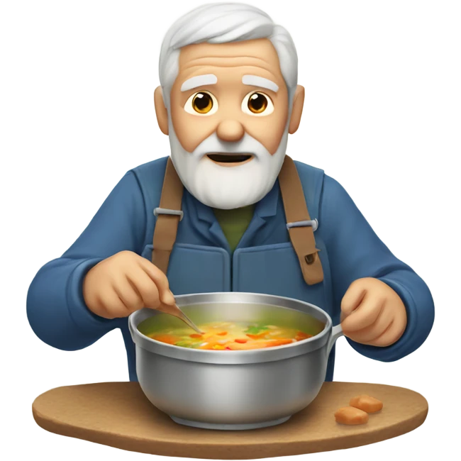 an old man making chicken soup emoji
