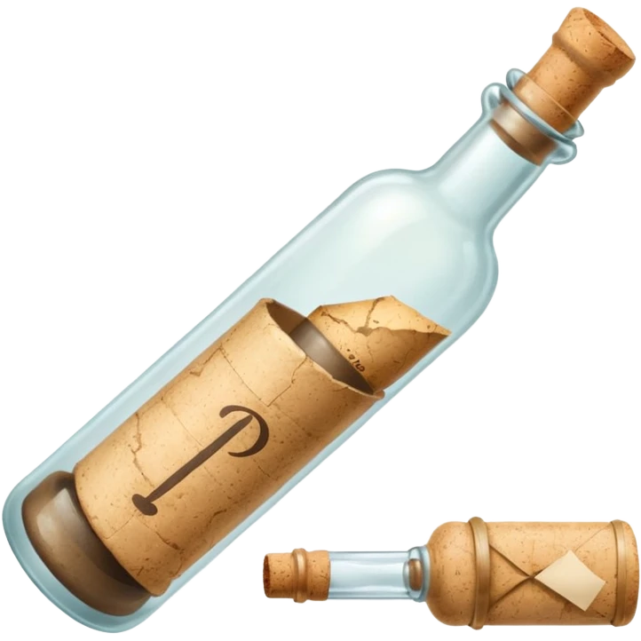 A Message Bottle, letter inside emoji