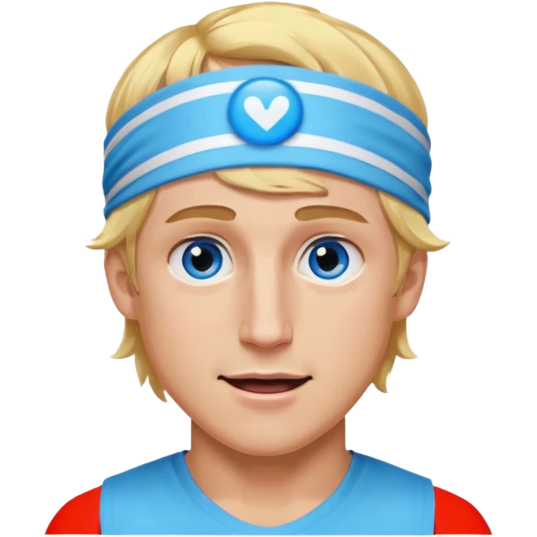 Logan Paul expressive emoji, blonde hair, blue eyes, signature headband, energetic expression emoji