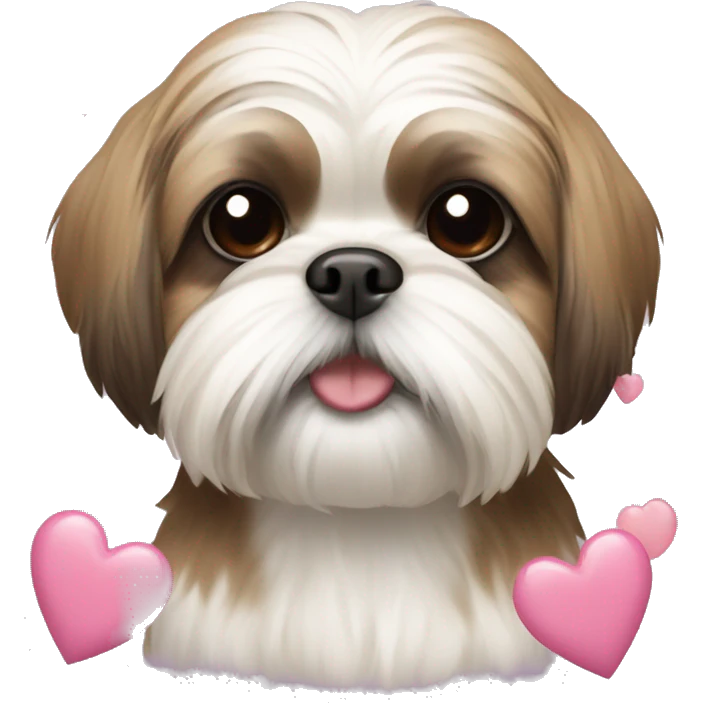 Shihtzu with hearts in her face emoji