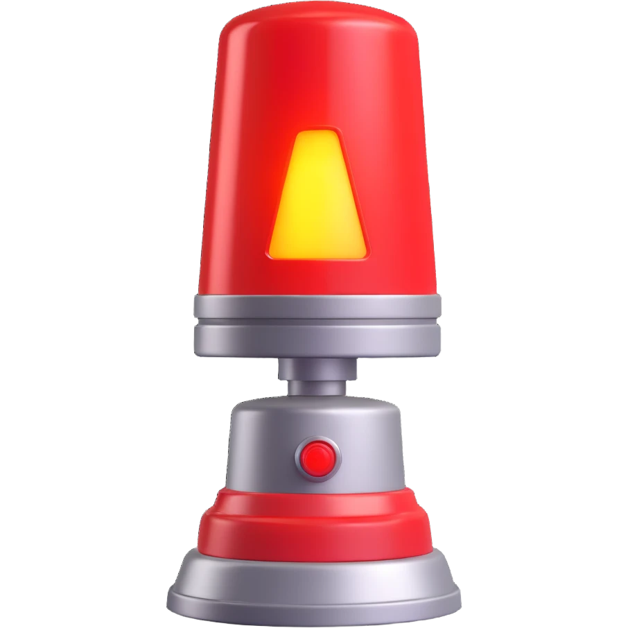 3D render of a red emergency siren light with a bright glow on top of a silver base, in Pixar-style, soft shadows, isolated on white background, professional but playful look

 emoji