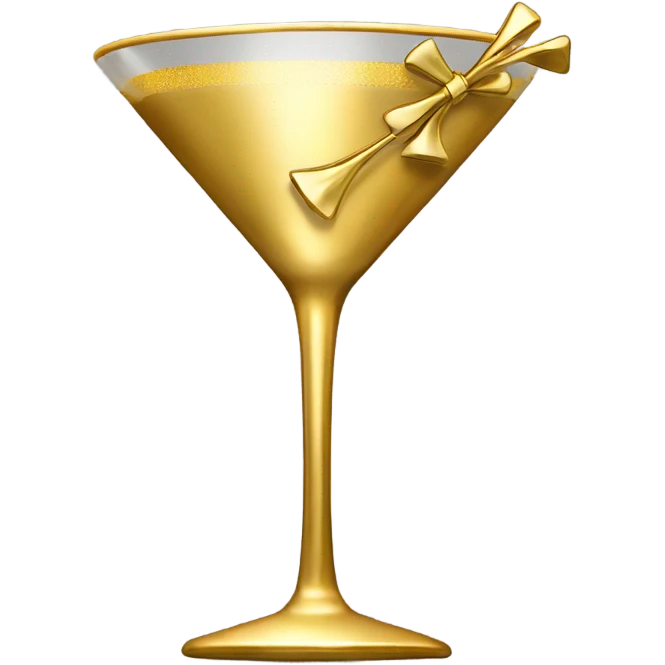 gold rimmed martini glass with tiny gold bows emoji