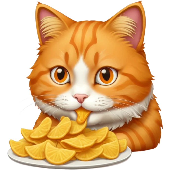 Orange cat eating chips emoji