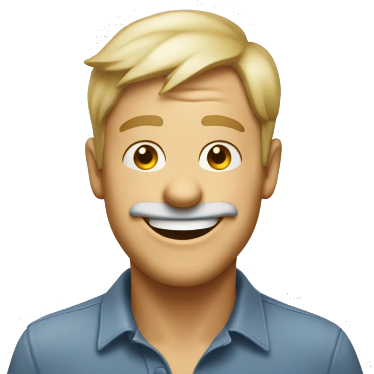 happy chappy goofy emoji white man with tongue on his nose emoji