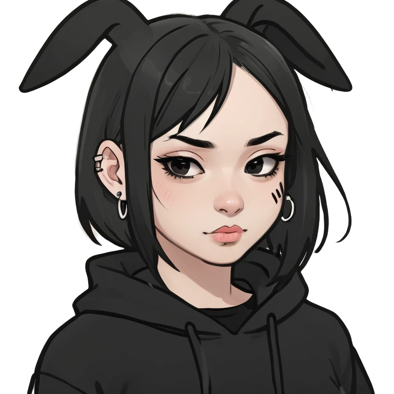 labubu with black clothes and an antieyebrow piercing emoji