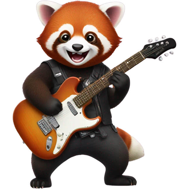 Red panda playing electric guitar  emoji