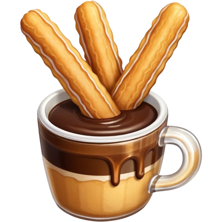 churros with chocolate dipping sauce, golden, sugar coated emoji