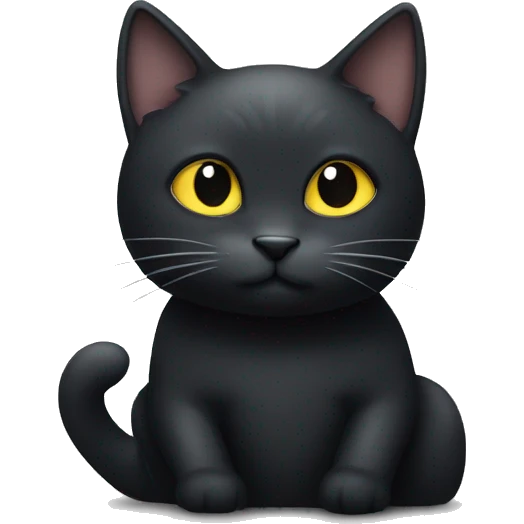 Black cat with white spot on chest sitting emoji