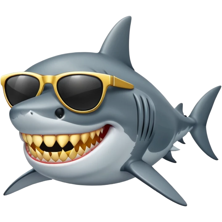 cool shark with golden teeth and black sunglasses emoji