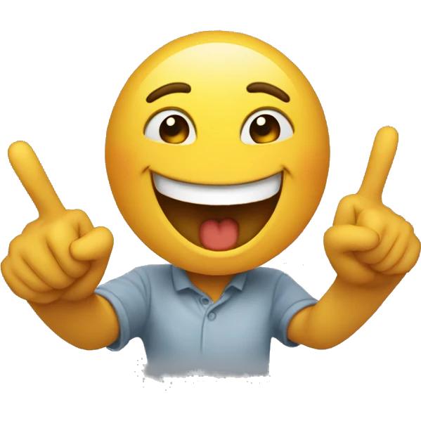 an emoji laughing at us and pointing us with his finger emoji