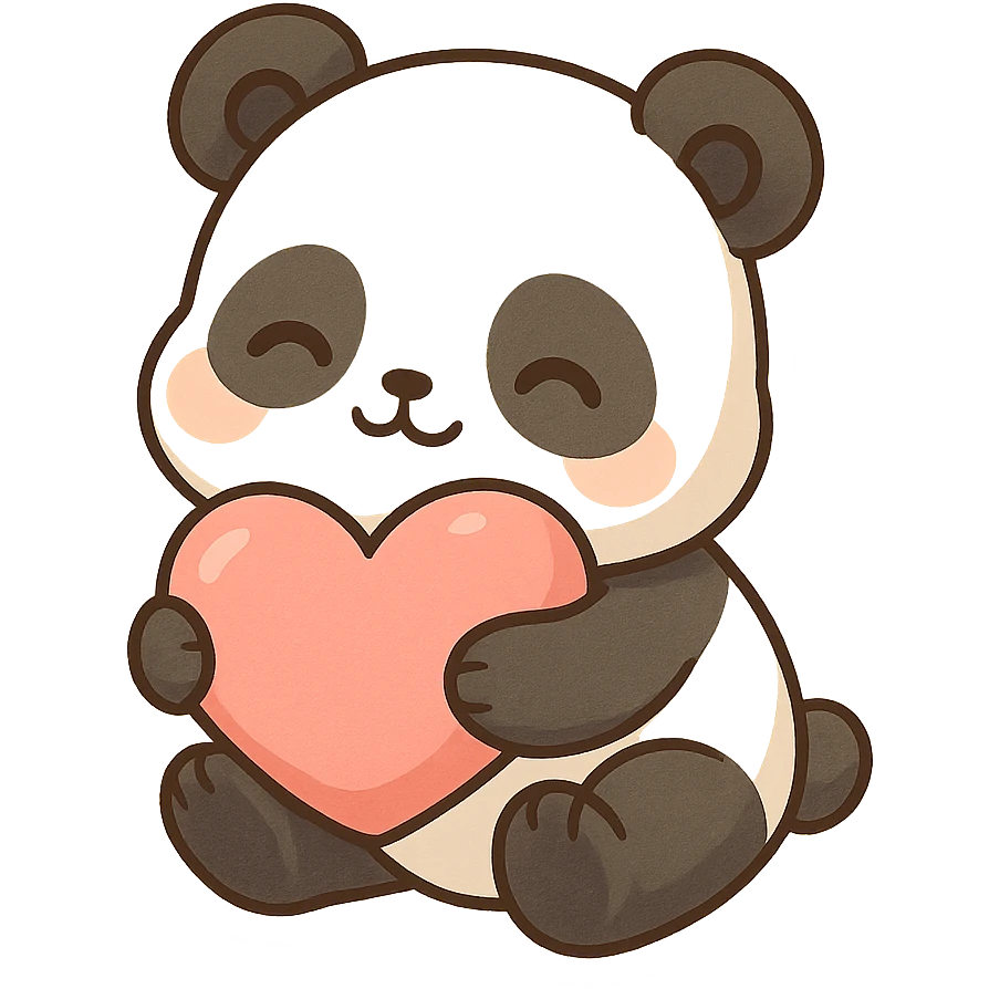 Chibi Panda Hugging Heart emoji