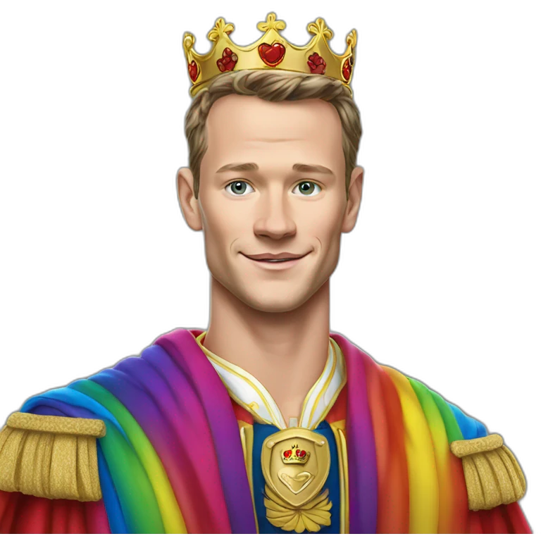 Jonathan Toews as a rainbow king with a royal robe on emoji
