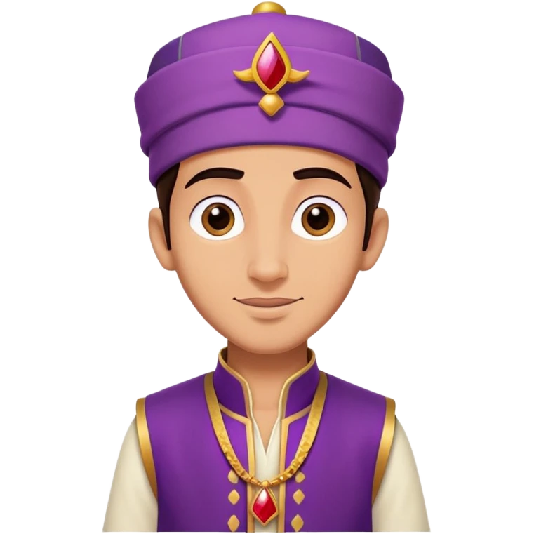 Aladdin with purple vest and fez emoji