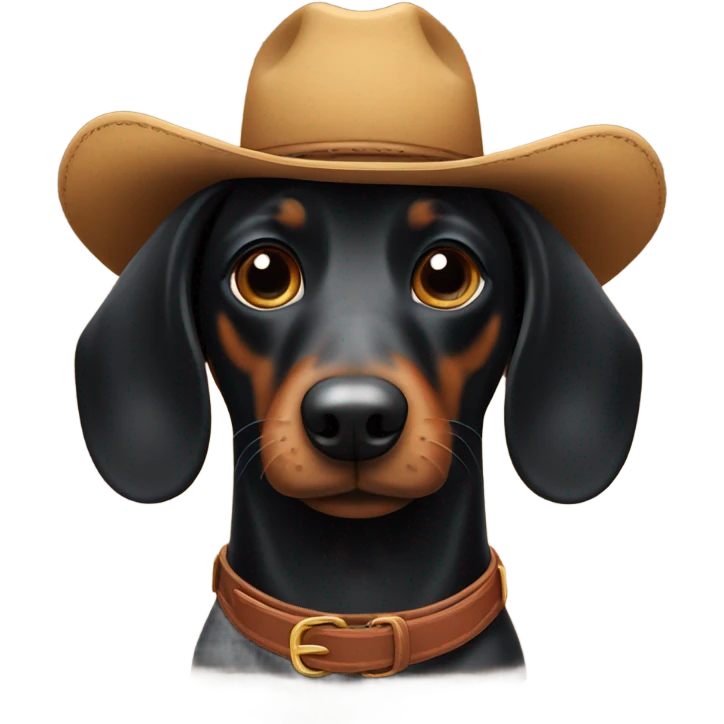 Black wiener dog with cowboy hat emoji
