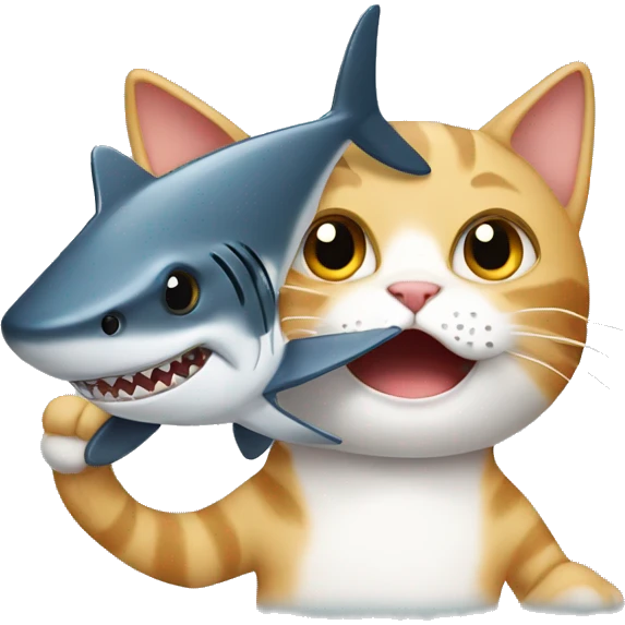Cat holding a shark emoji
