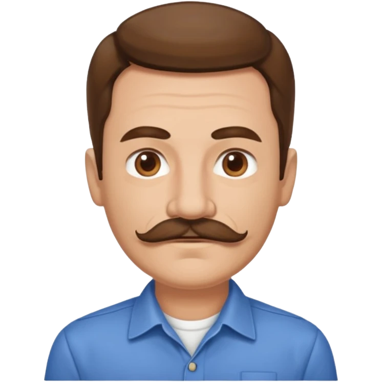man with mustache, brown hair, 50 years old, shirt, high temple emoji