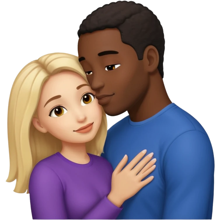 Lightskin girl and black man kissing emoji