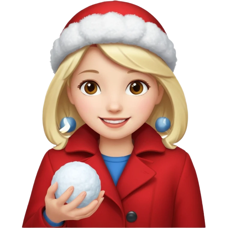 Girl in red with snowball











 emoji
