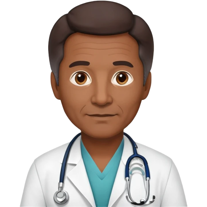 mature 60 year old male doctor with stethoscope, dark brown hair, medium-dark skin tone, cinnamon skin tone, professional emoji