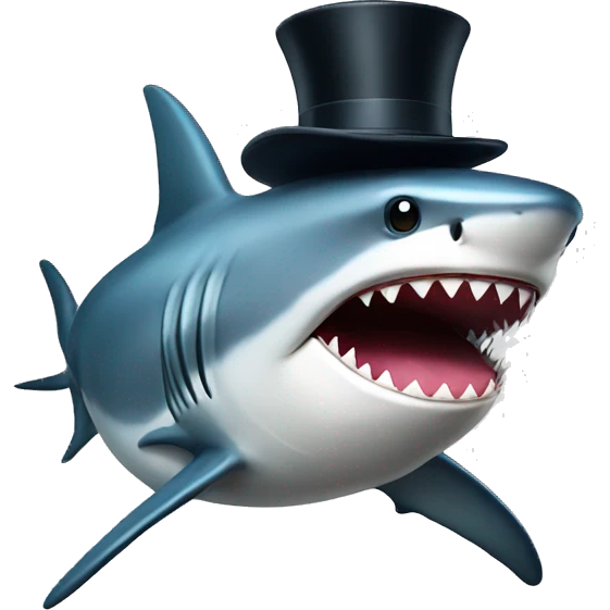 Shark with a top hat emoji