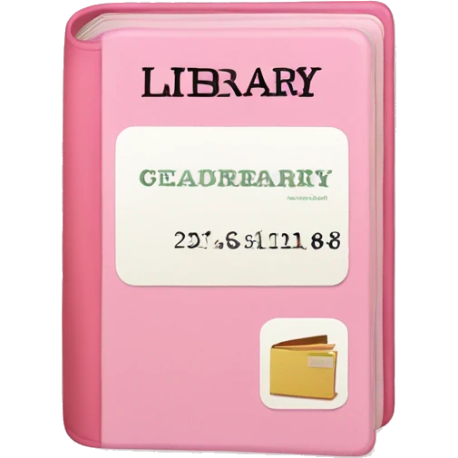 Light pink library card with book on front emoji