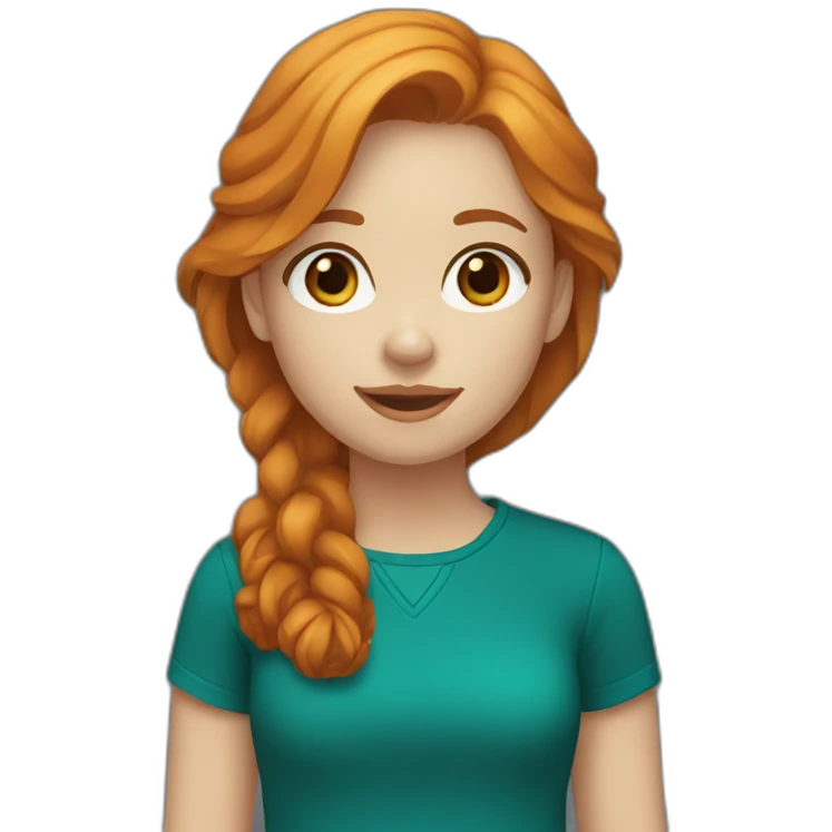ginger-girl-with-brown-eyes-wearing-teal-and-a-black-labrador emoji