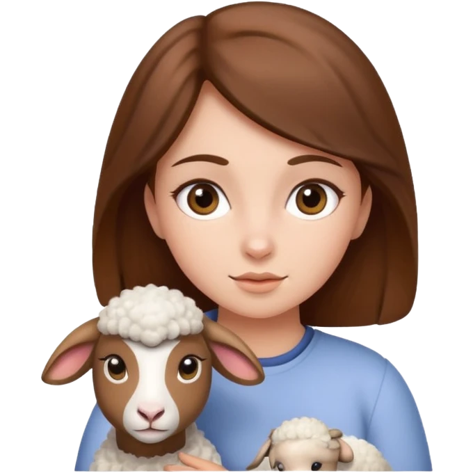 Girl with brown hair showing sheep emoji