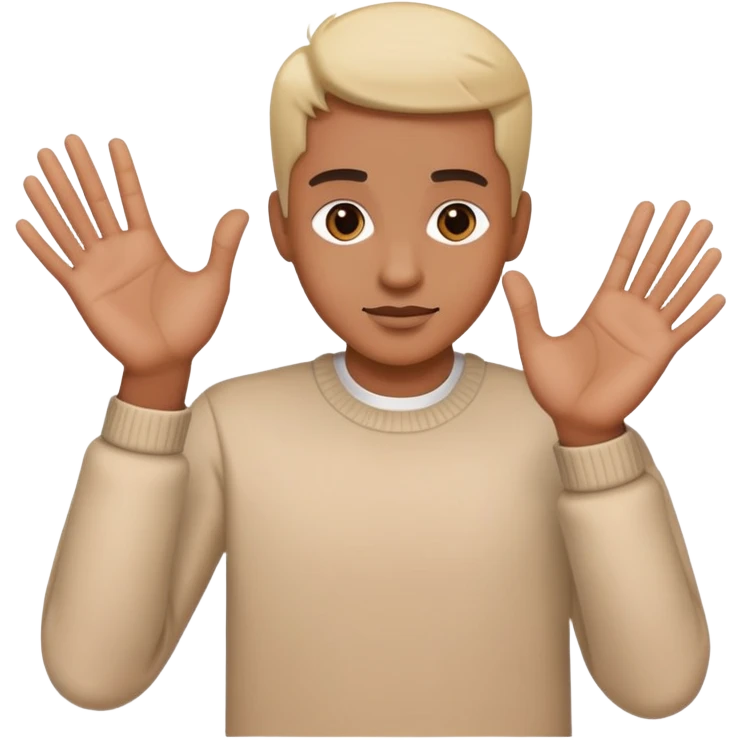 Celebrity with both hands placed down gripping an edge, isolated figure with no background elements emoji
