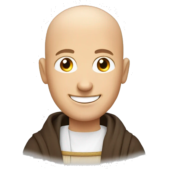 Happy white middle age male human frier monk with buzz cut  emoji