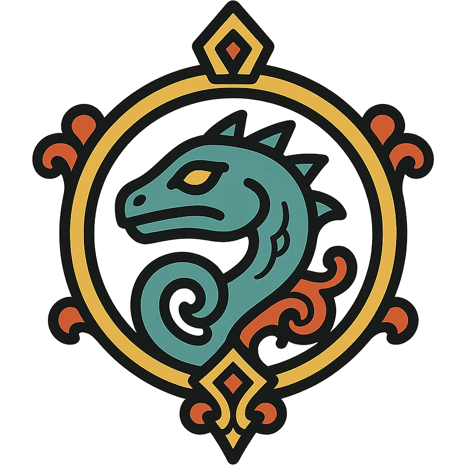 Argonian symbol from The Elder Scrolls Online, ornate, detailed, mystical, ancient Argonian culture, fantasy icon emoji