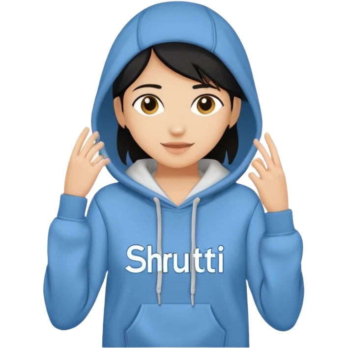 Hoodie with shruti written on it emoji
