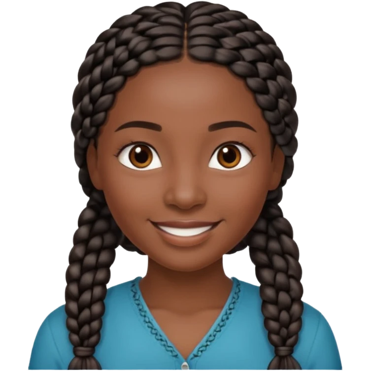 kenyan woman with long, black, braided hair in rows, brown eyes, pretty, round face emoji