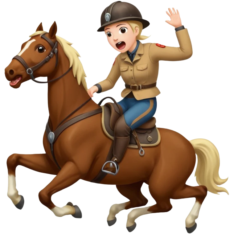The horse bucks the person while the person screams in pain emoji