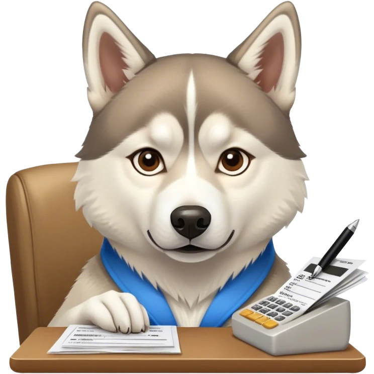 Siberian husky filing taxes emoji