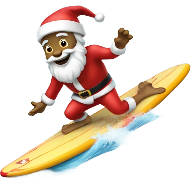 Santa surfing on surfboard  emoji