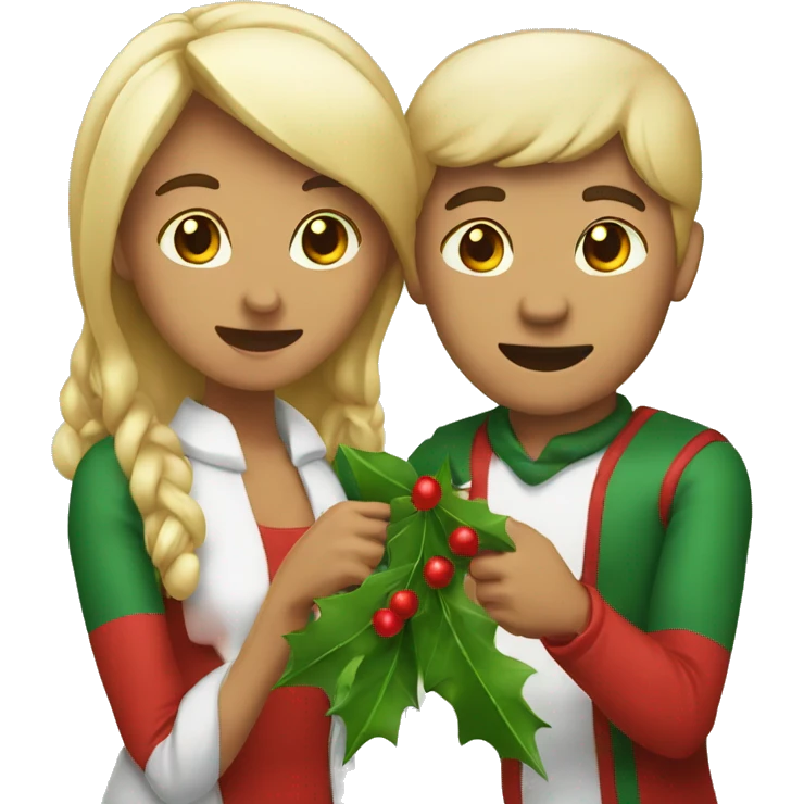Couple under the mistletoe    emoji