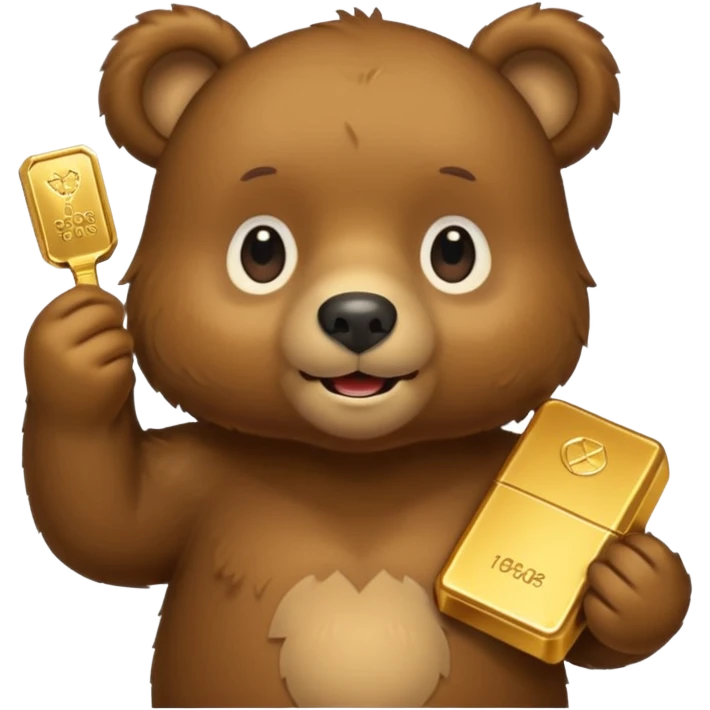 Cute bear with a gold bar. PNG format. 127 KB, 100*100 pixels. emoji