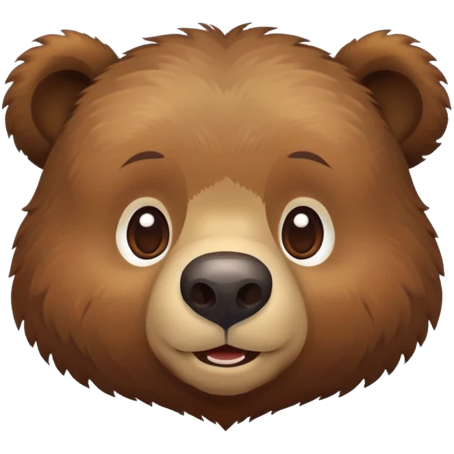 Cute Russian brown bear head, friendly expression, front view, iOS emoji style emoji