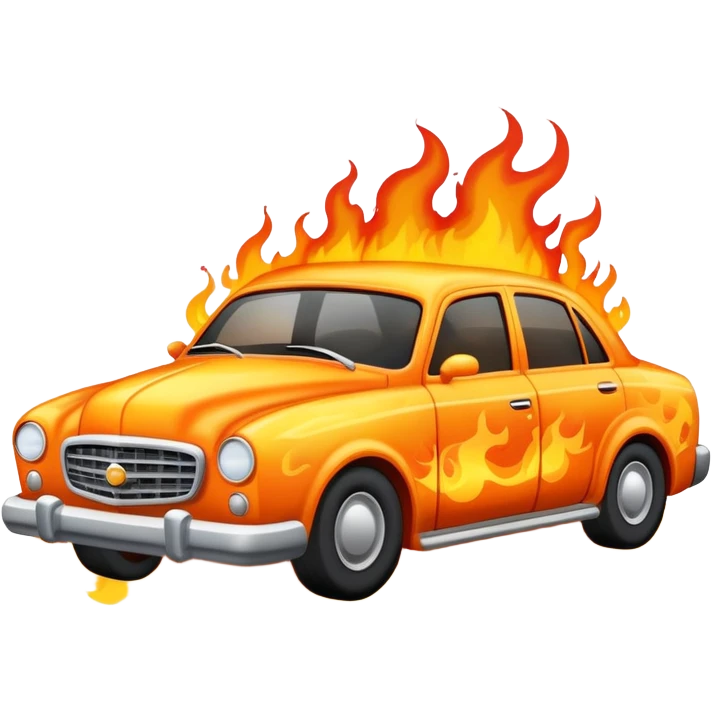 A car with fire coming out emoji