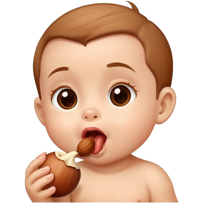 A baby licking a hazelnut  emoji
