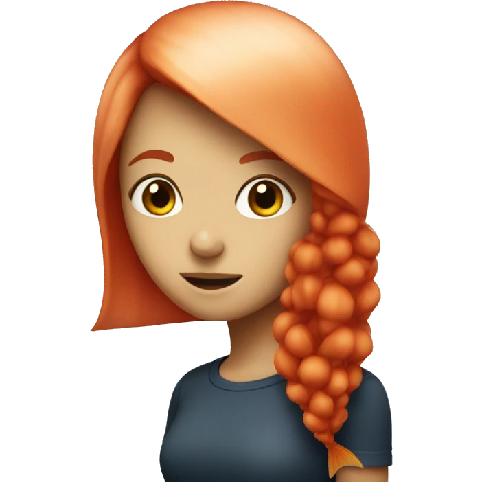 Fish with a red haired girl face emoji