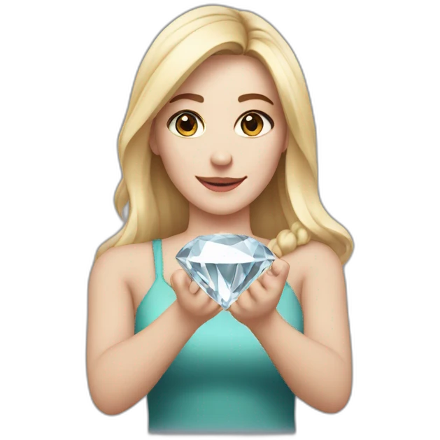 a white girl holds out a diamond emoji
