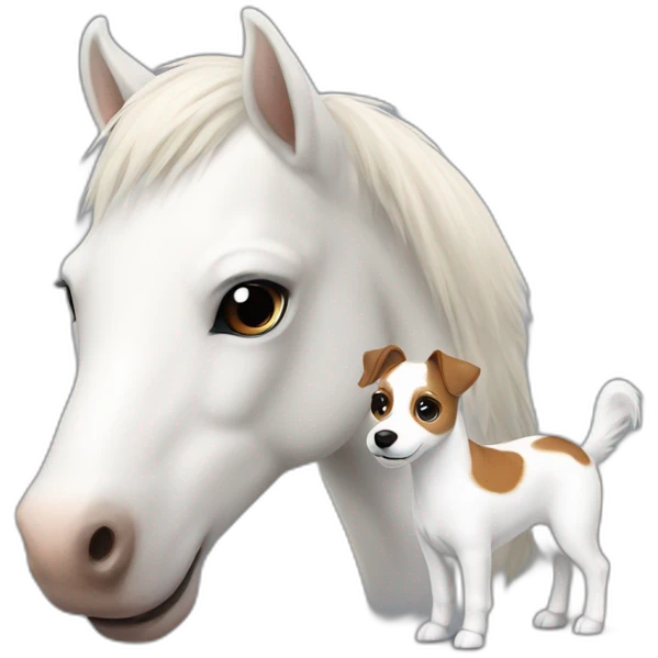 White pony with Jack Russel terrier emoji
