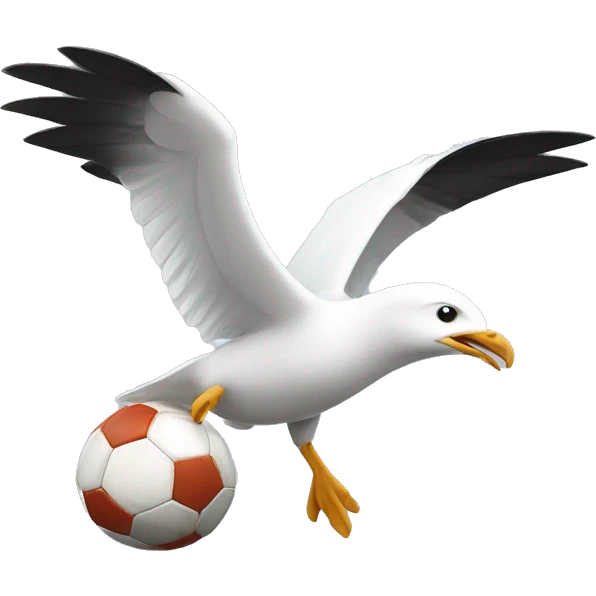 saegull flying  with soccer ball emoji